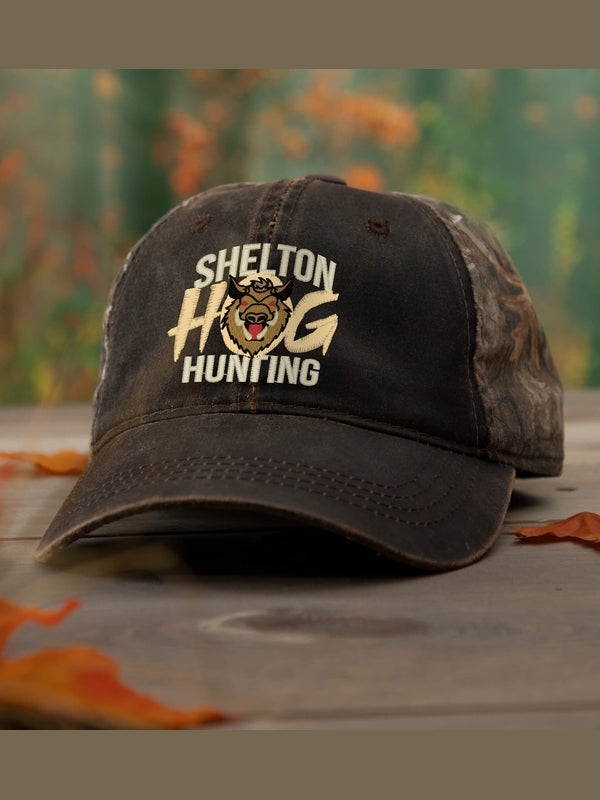 Hog Hunting : Embroidered 2-Tone Camo Hats