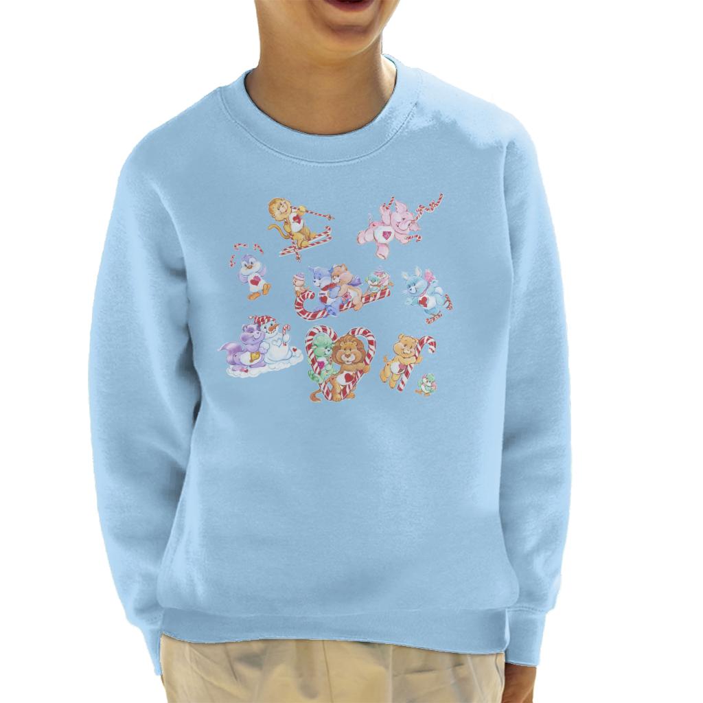 Care Bears Christmas Candy Cane Montage Kids Sweatshirt product image 1