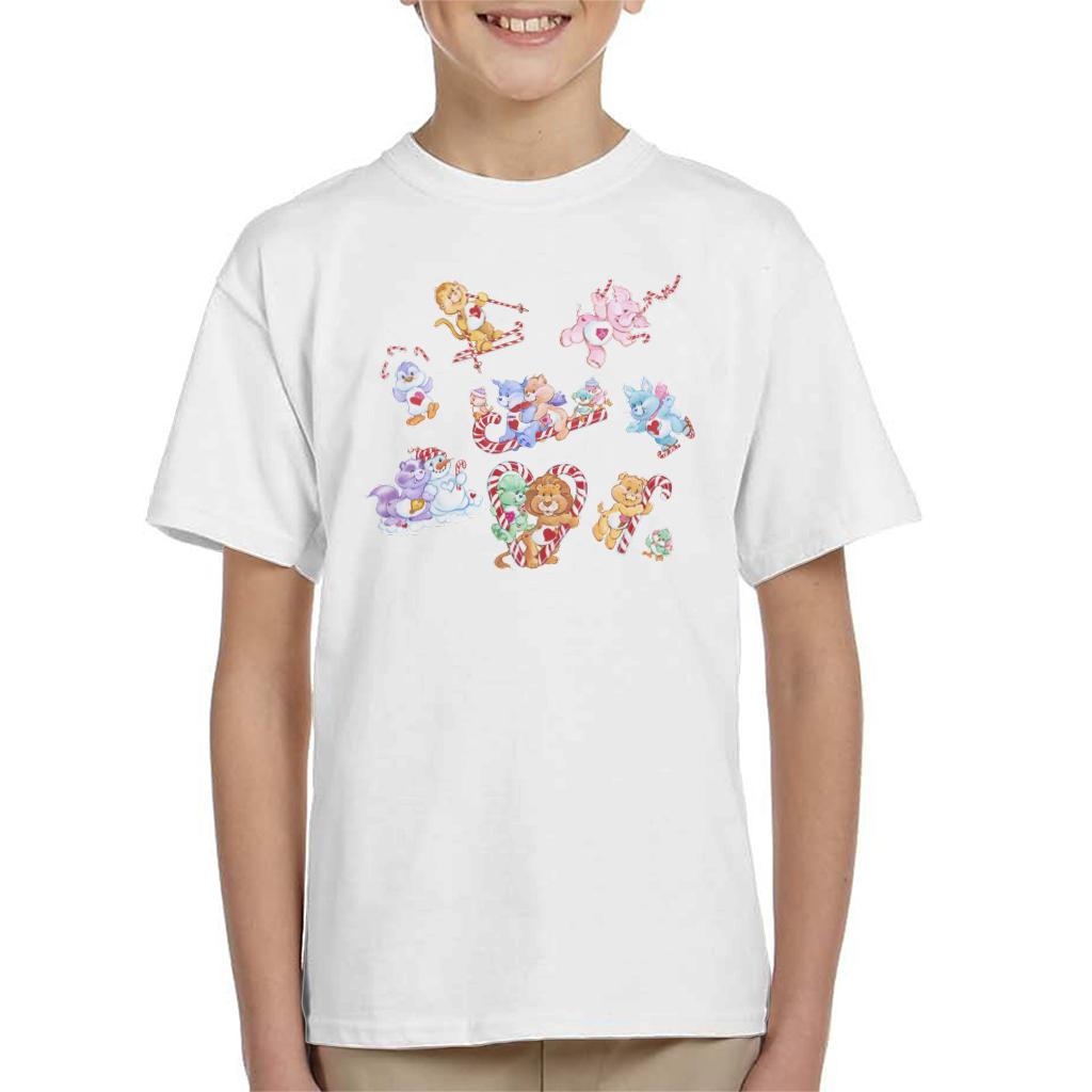 Care Bears Christmas Candy Cane Montage Kids T-Shirt product image 1
