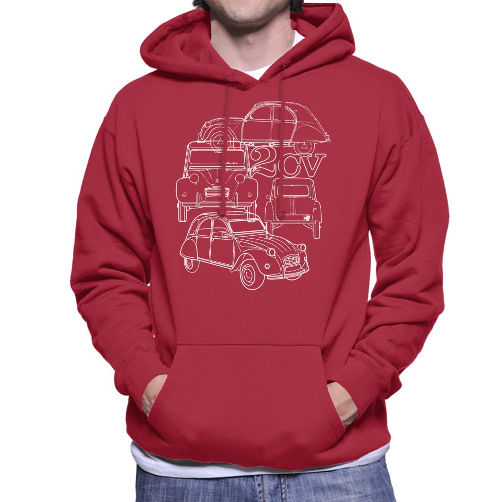 Citroen 2CV White Angle Montage Men's Hooded Sweatshirt product image 6