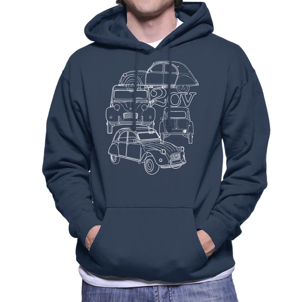 Citroen 2CV White Angle Montage Men's Hooded Sweatshirt product image 4
