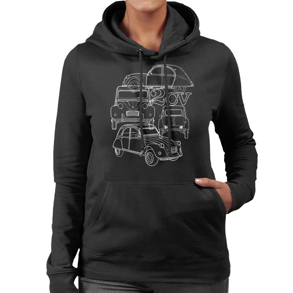 Citroen 2CV White Angle Montage Women's Hooded Sweatshirt product image 1