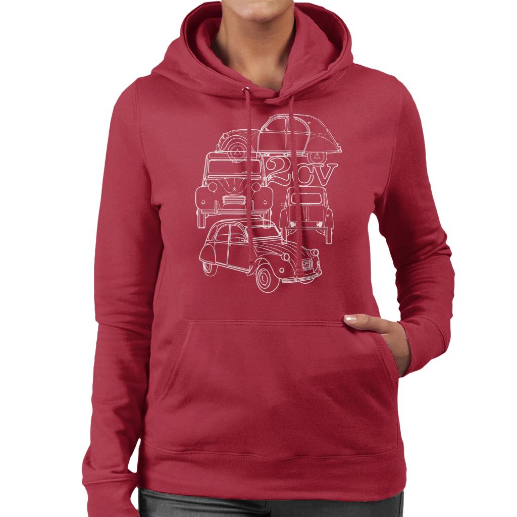 Citroen 2CV White Angle Montage Women's Hooded Sweatshirt product image 6