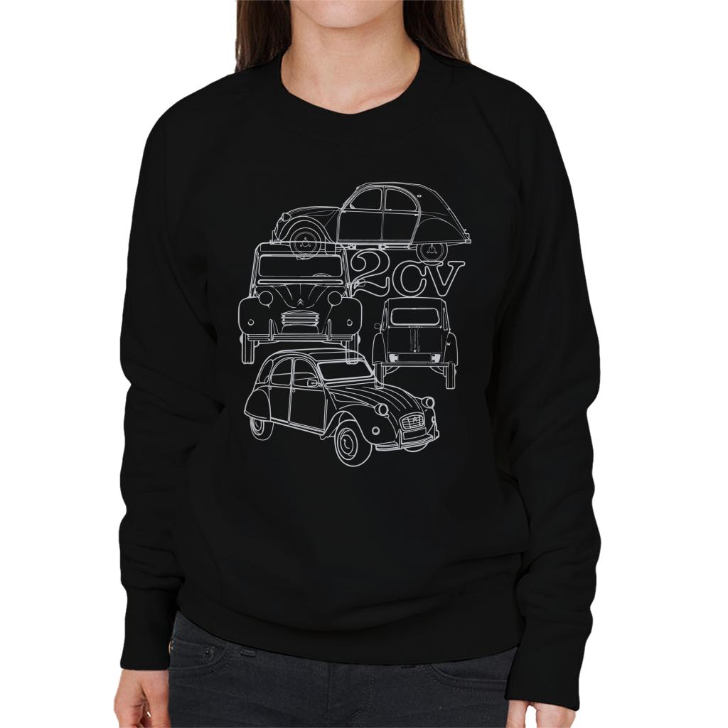 Citroen 2CV White Angle Montage Women's Sweatshirt product image 1