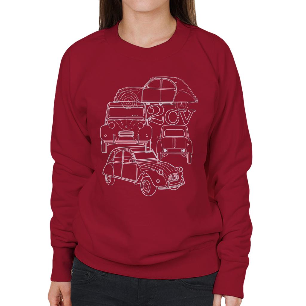 Citroen 2CV White Angle Montage Women's Sweatshirt product image 6