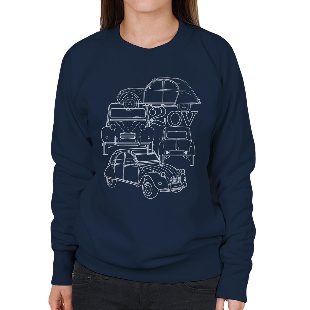 Citroen 2CV White Angle Montage Women's Sweatshirt product image 4