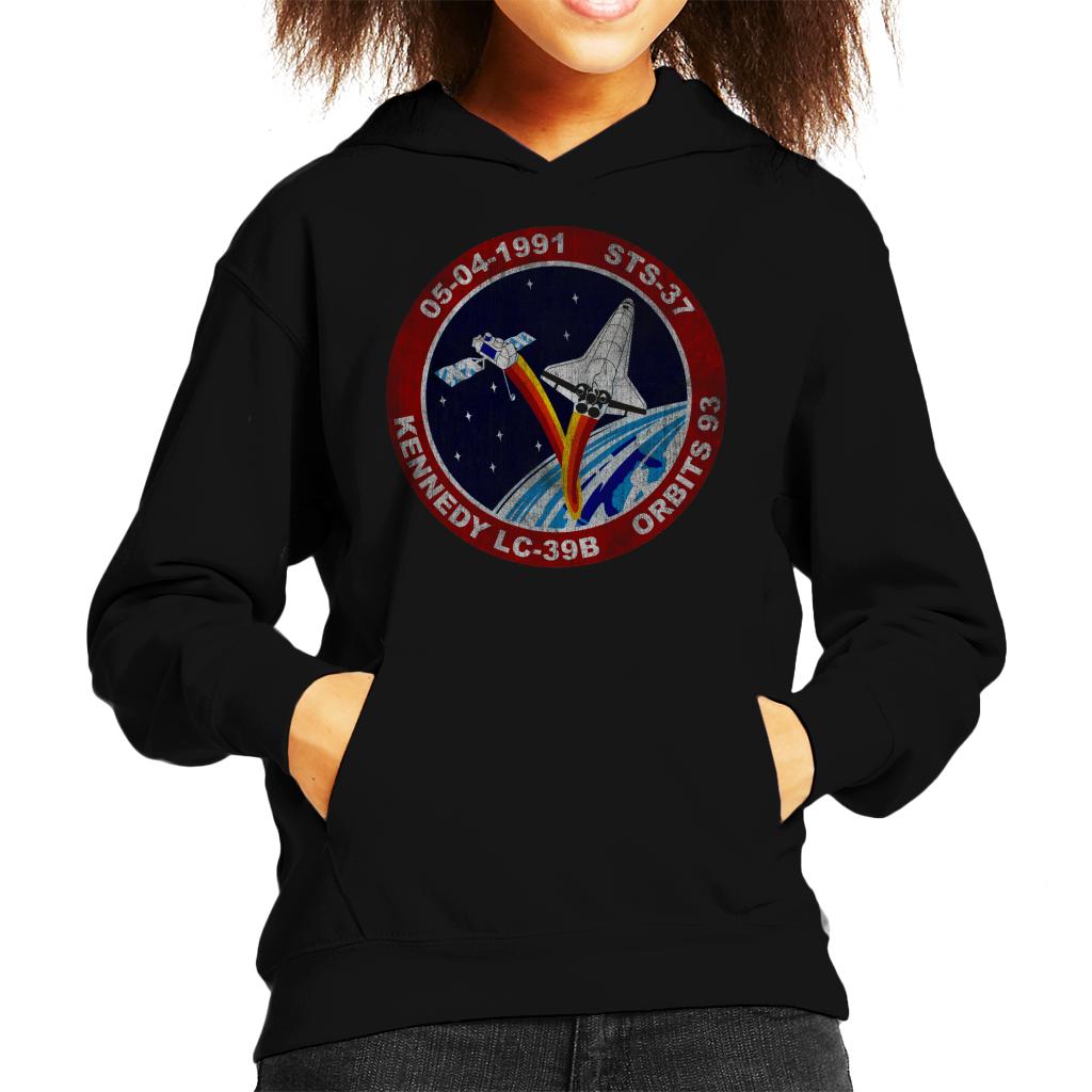 NASA STS 37 Atlantis Mission Badge Distressed Kids Hooded product image 1