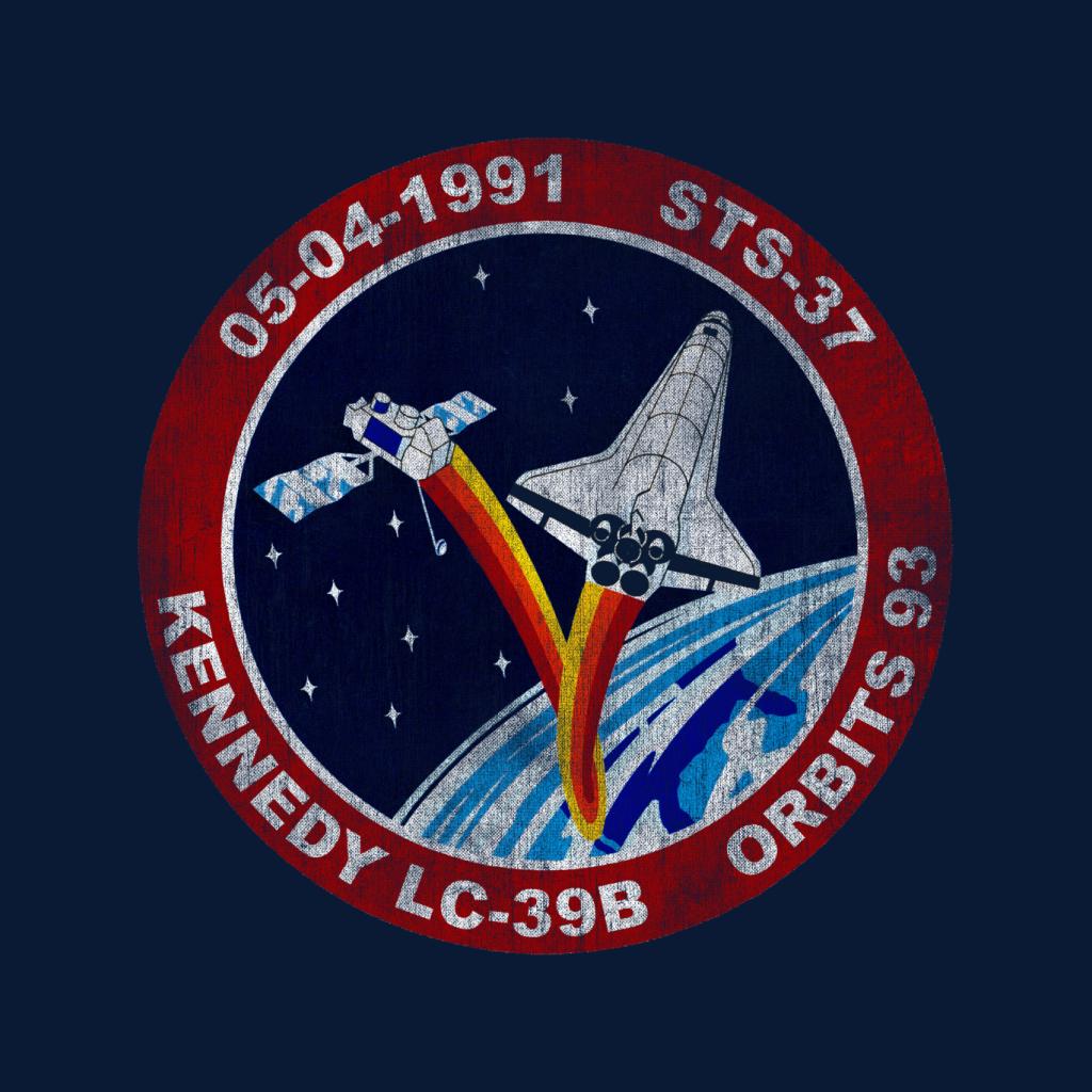 NASA STS 37 Atlantis Mission Badge Distressed Men's T-Shirt product image 7