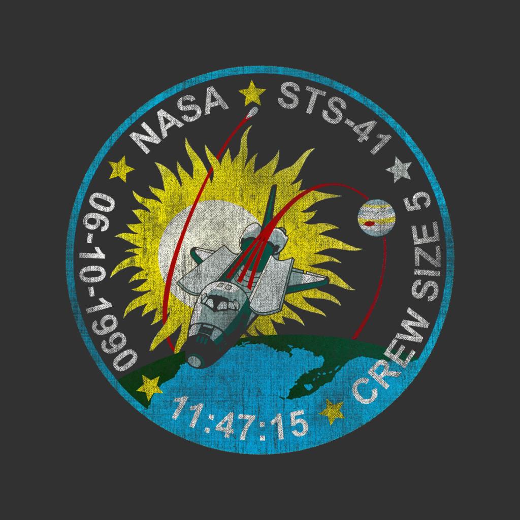 NASA STS 41 Discovery Mission Badge Distressed Kids T-Shirt product image 5