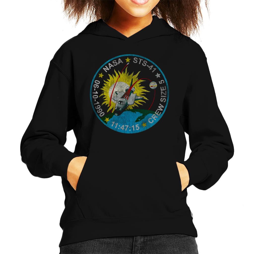 NASA STS 41 Discovery Mission Badge Distressed Kids Hooded product image 1