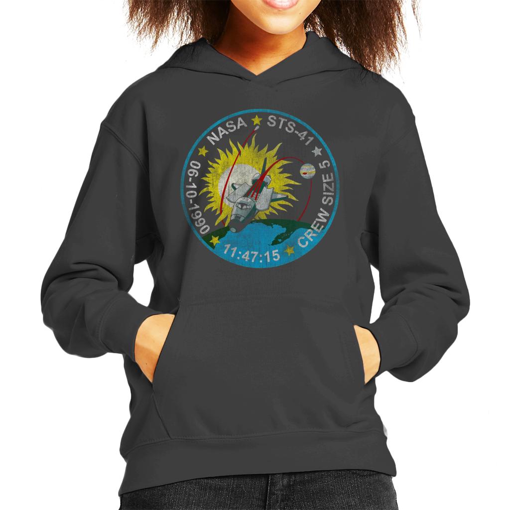 NASA STS 41 Discovery Mission Badge Distressed Kids Hooded product image 4
