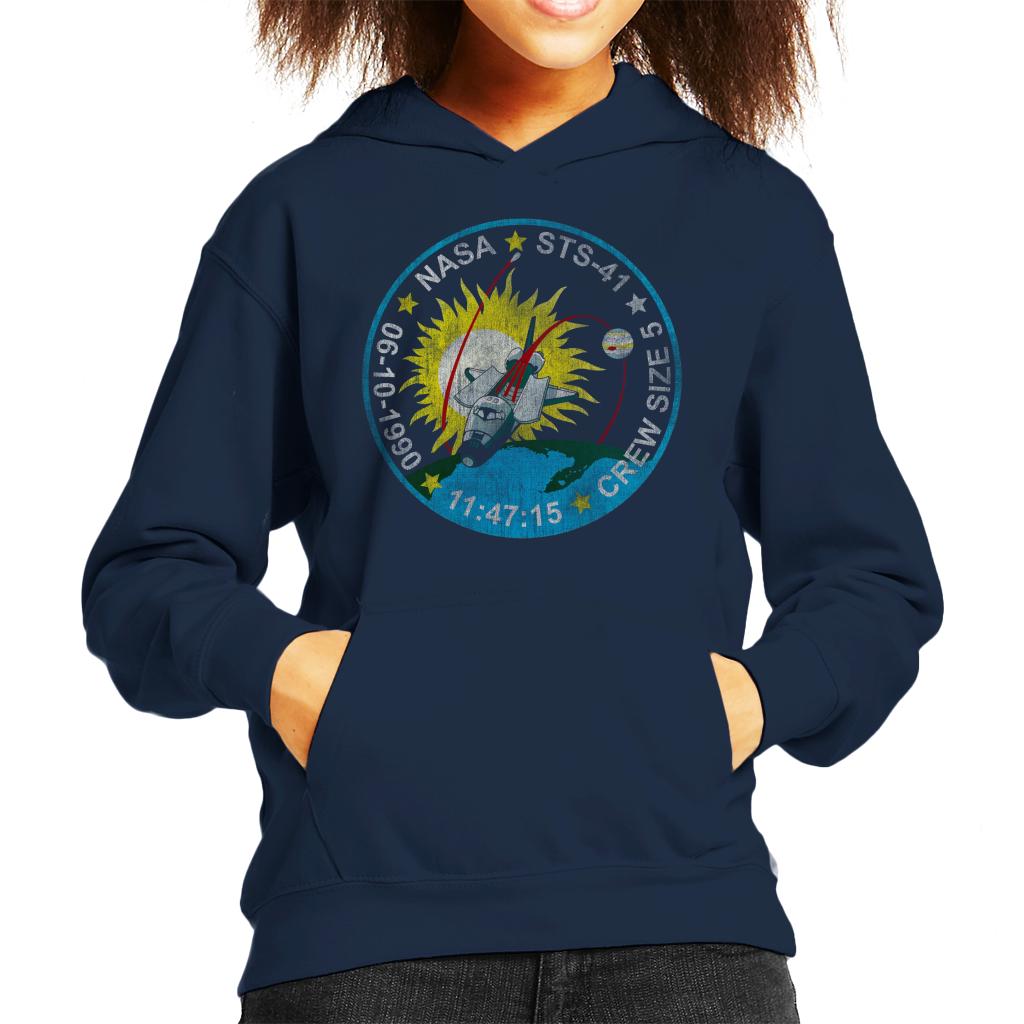 NASA STS 41 Discovery Mission Badge Distressed Kids Hooded product image 6
