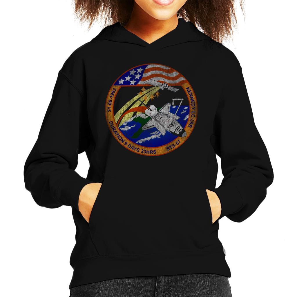 NASA STS 57 Endeavour Mission Badge Distressed Kids Hooded product image 1