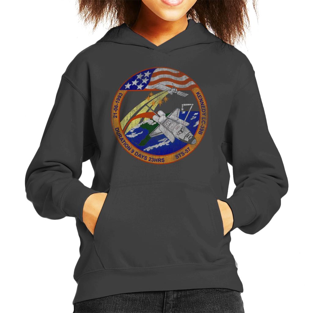 NASA STS 57 Endeavour Mission Badge Distressed Kids Hooded product image 4