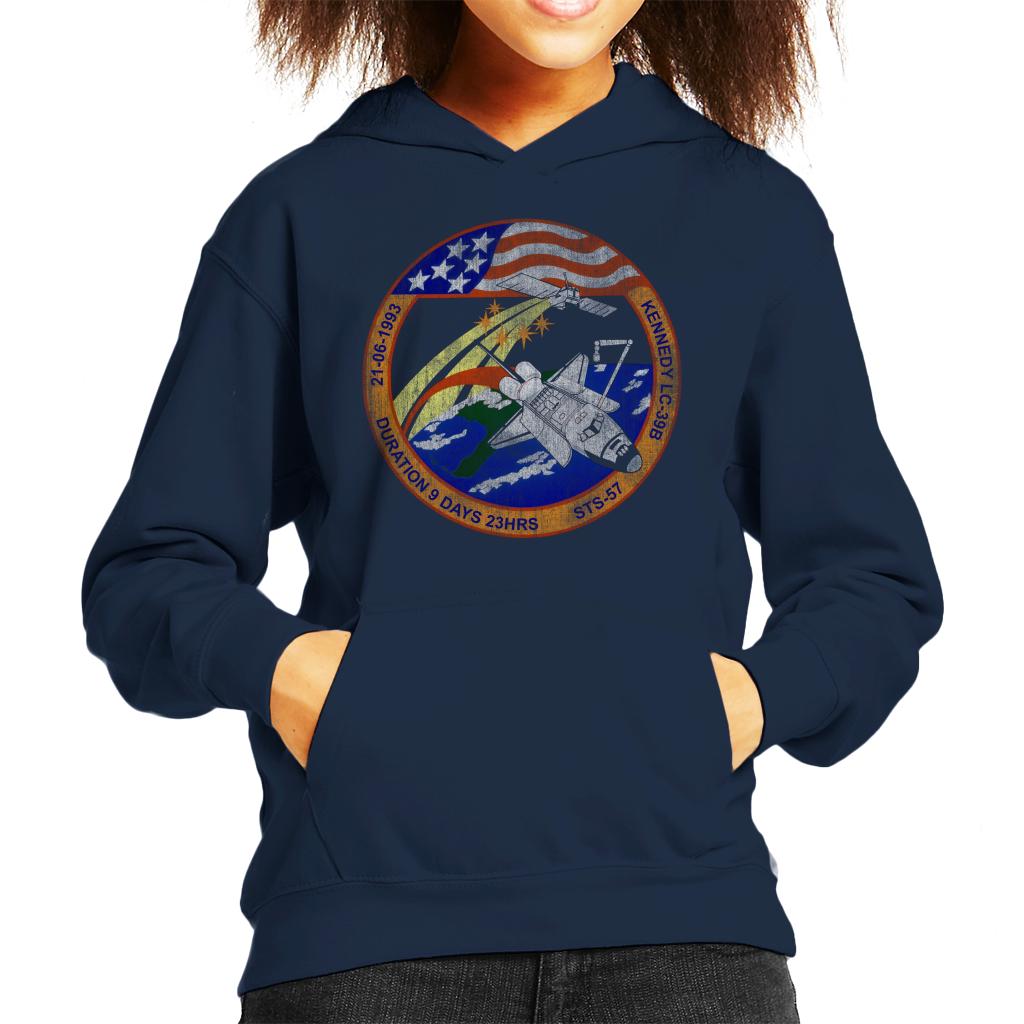 NASA STS 57 Endeavour Mission Badge Distressed Kids Hooded product image 6