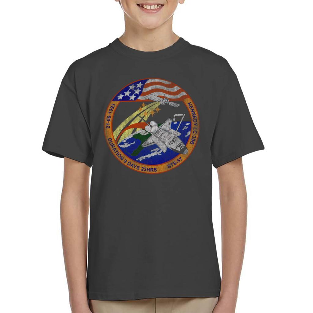 NASA STS 57 Endeavour Mission Badge Distressed Kids T-Shirt product image 4