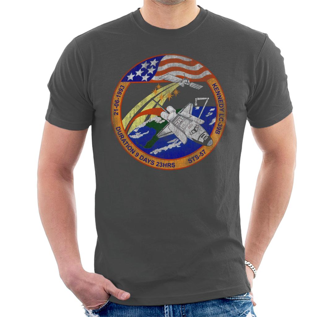 NASA STS 57 Endeavour Mission Badge Distressed Men's T-Shirt product image 4