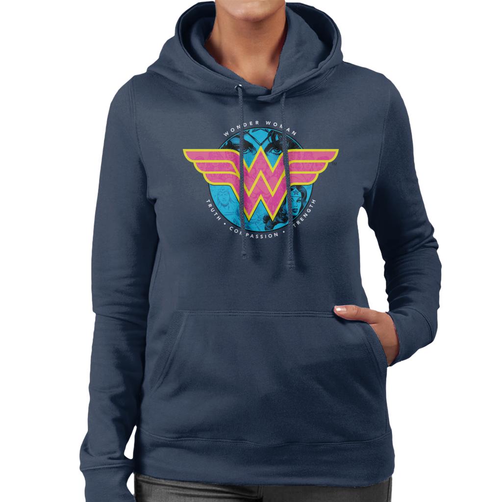 Wonder Woman Truth Compassion Strength Logo Women's Hooded product image 1