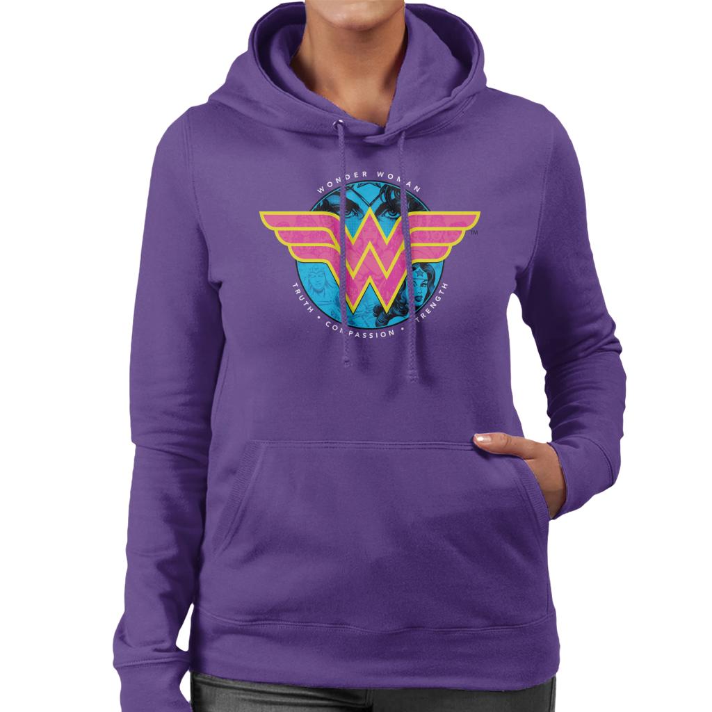 Wonder Woman Truth Compassion Strength Logo Women's Hooded product image 4
