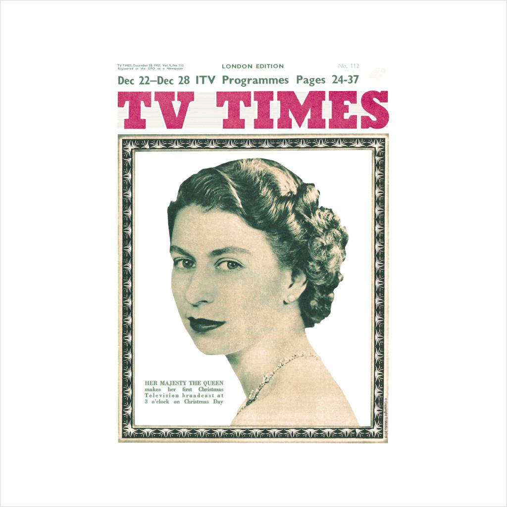 TV Times Queen Elizabeth II 1957 Cover Men's T-Shirt product image 2