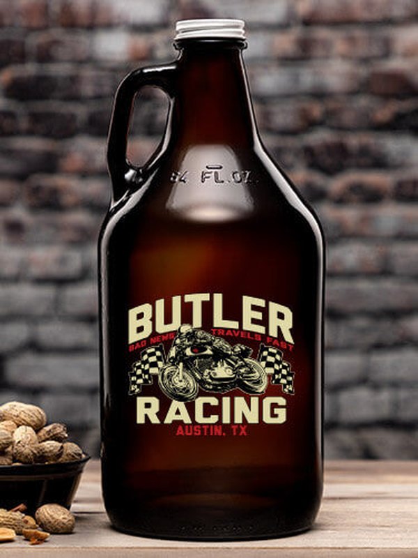 Motorcycle Racing : Beer Growlers - Color Printed