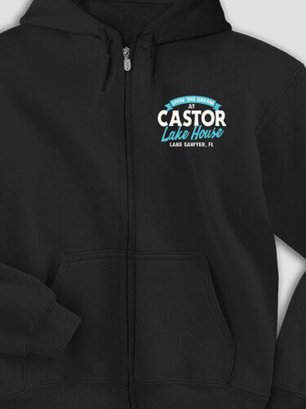 Livin' The Dream Lake House : Embroidered Zip Hoodies product image 1