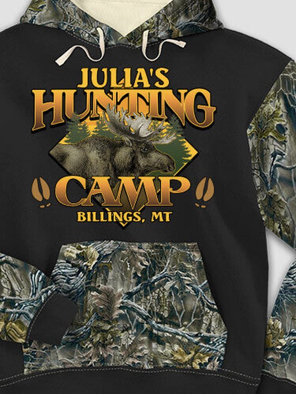 Moose Hunting Camp : Printed 2-Tone Camo Hoodies product image 1