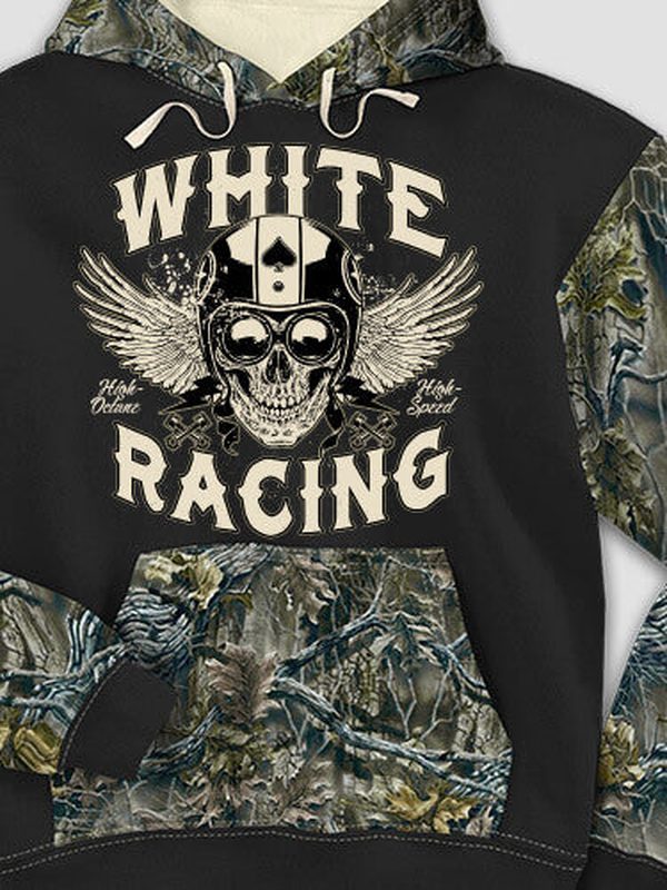 Racing Skull : Printed 2-Tone Camo Hoodies product image 1