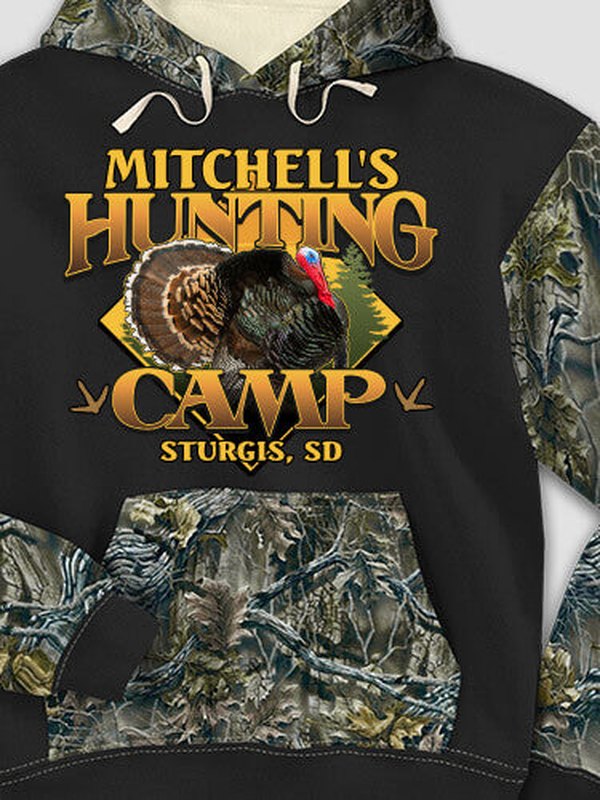 Turkey Hunting Camp : Printed 2-Tone Camo Hoodies product image 1