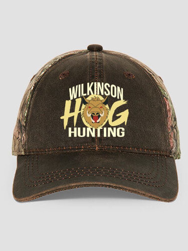 Hog Hunting : Embroidered 2-Tone Camo Hats