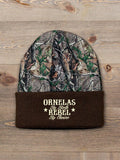 Rebel : Embroidered 2-Tone Camo Cuffed Beanie