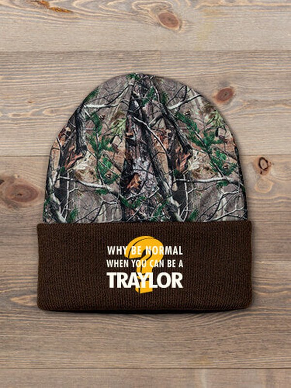 Why Be Normal : Embroidered 2-Tone Camo Cuffed Beanie
