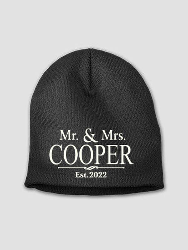 Mr and Mrs : Embroidered Beanies