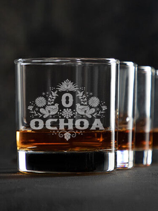 Hispanic Monogram : Rocks Glasses - Engraved