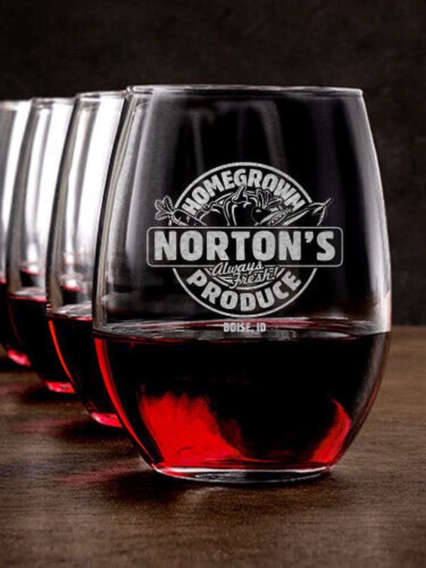 Homegrown Produce : Stemless Wine Glasses - Engraved