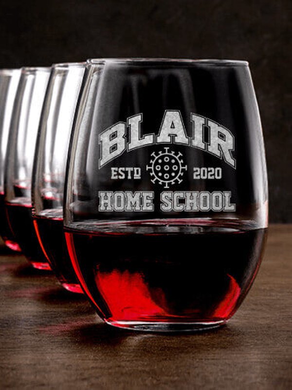 Homeschool 2020 : Stemless Wine Glasses - Engraved