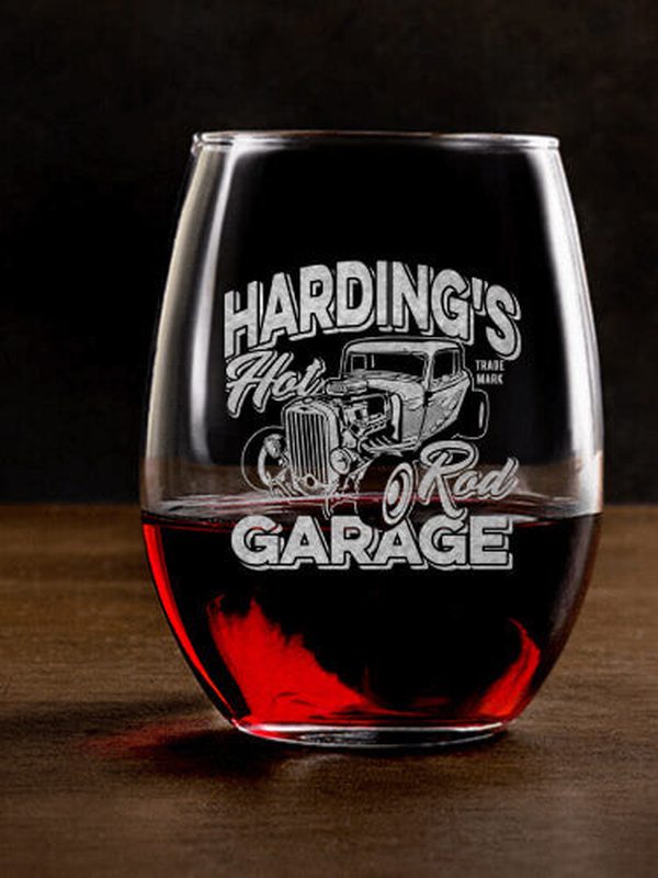 Hot Rod Garage BP : Stemless Wine Glasses - Engraved