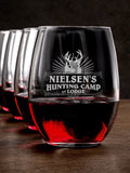 Hunting Camp : Stemless Wine Glasses - Engraved