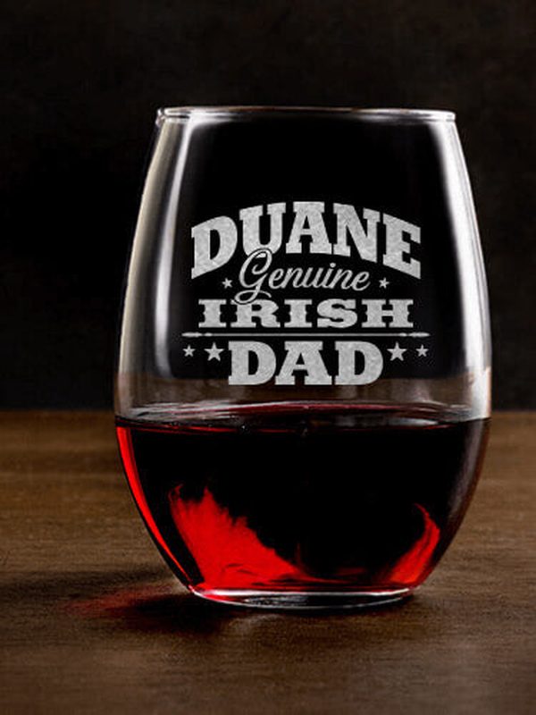 Irish Dad : Stemless Wine Glasses - Engraved