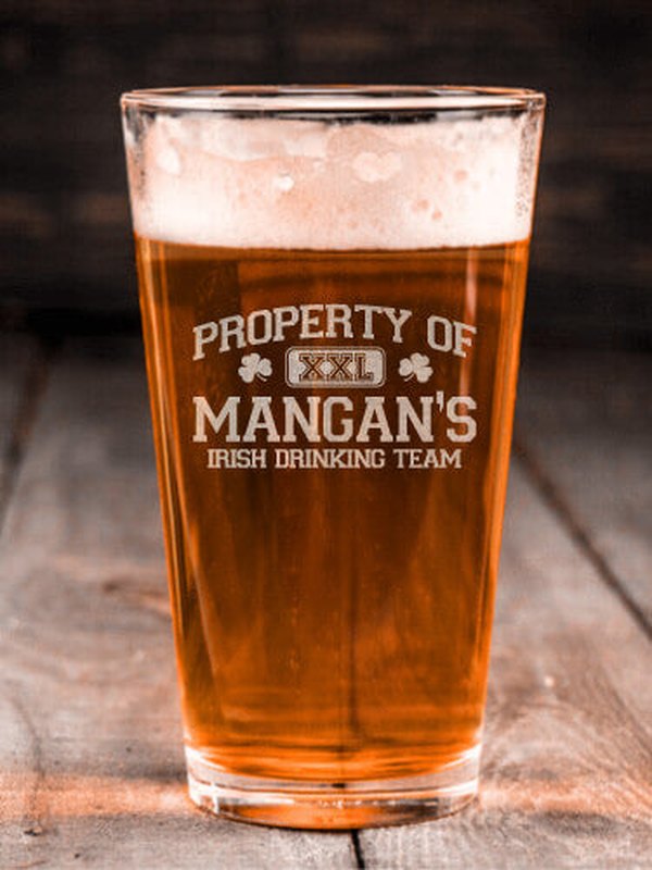 Irish Drinking Team : Pint Glasses - Engraved