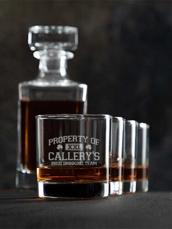 Irish Drinking Team : Decanter Rocks Glass Gift Sets - Engraved