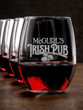 Irish Pub : Stemless Wine Glasses - Engraved