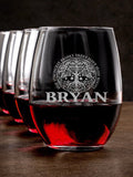 Irish Roots : Stemless Wine Glasses - Engraved