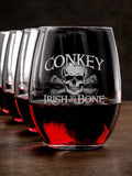 Irish to the Bone : Stemless Wine Glasses - Engraved