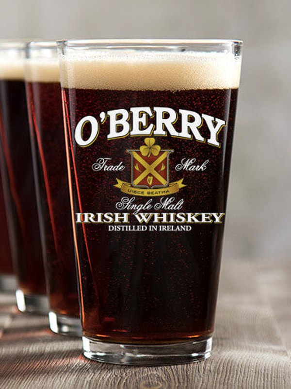 Irish Whiskey : Pint Glasses - Color Printed