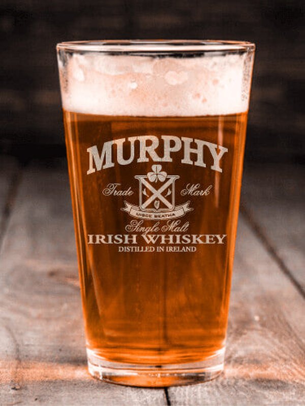 Irish Whiskey : Pint Glasses - Engraved
