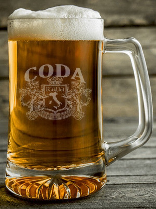 Italian Crest : Beer Mugs - Engraved
