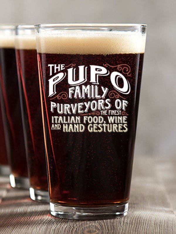 Italian Hand Gestures : Pint Glasses - Color Printed