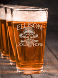 Jolly To The Bone : Pint Glasses - Engraved