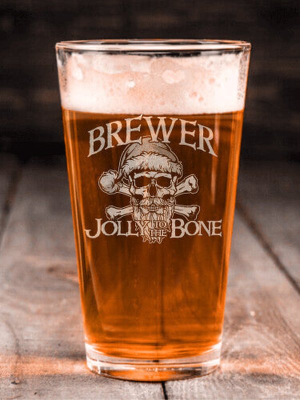 Jolly To The Bone : Pint Glasses - Engraved